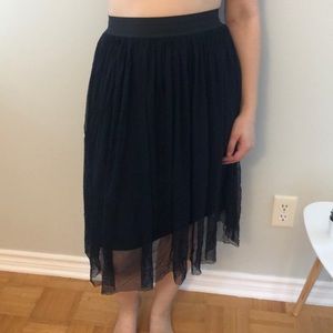 Mesh Knee-Length Black Skirt